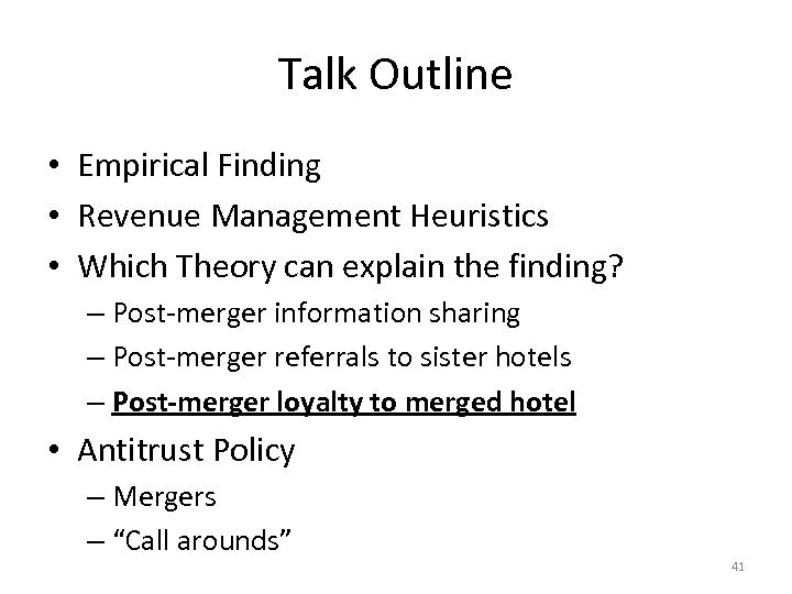 Talk Outline • Empirical Finding • Revenue Management Heuristics • Which Theory can explain