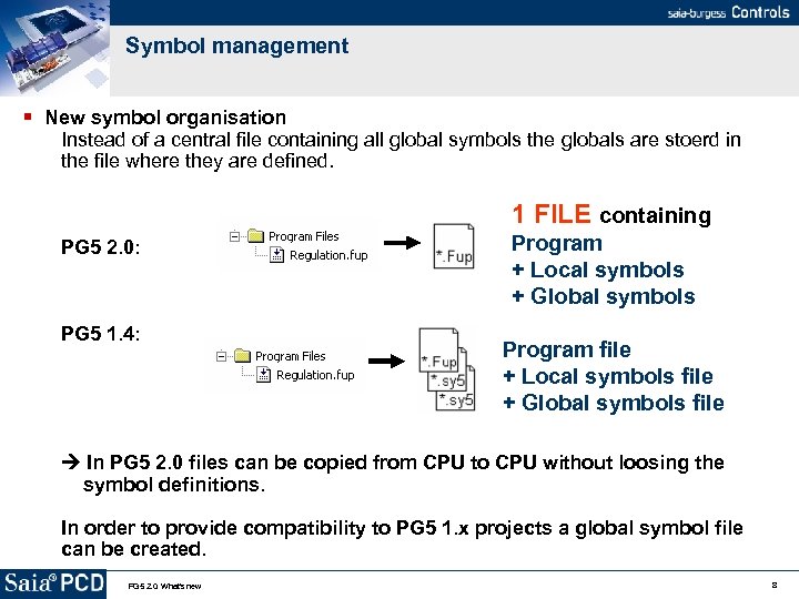 Symbol management New symbol organisation Instead of a central file containing all global symbols