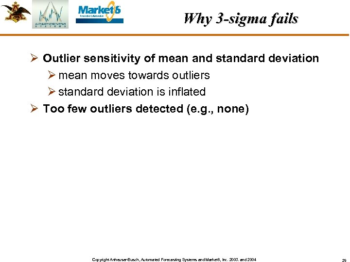 Why 3 -sigma fails Ø Outlier sensitivity of mean and standard deviation Ø mean