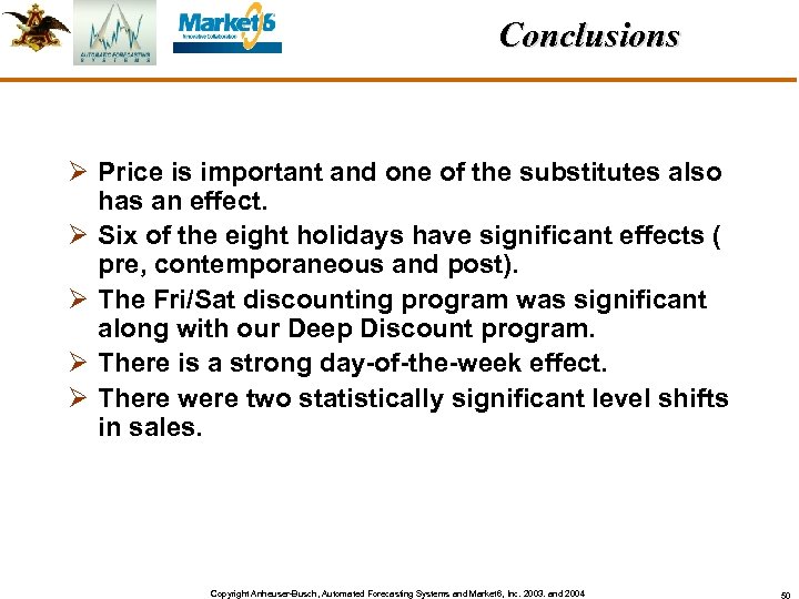 Conclusions Ø Price is important and one of the substitutes also has an effect.