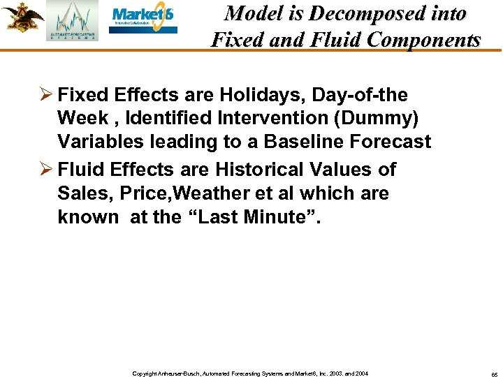 Model is Decomposed into Fixed and Fluid Components Ø Fixed Effects are Holidays, Day-of-the