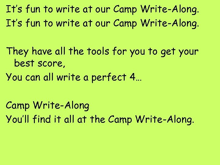 It’s fun to write at our Camp Write-Along. They have all the tools for