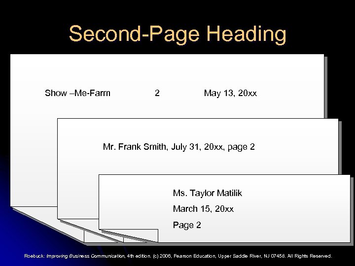 Second-Page Heading Show –Me-Farm 2 May 13, 20 xx Mr. Frank Smith, July 31,