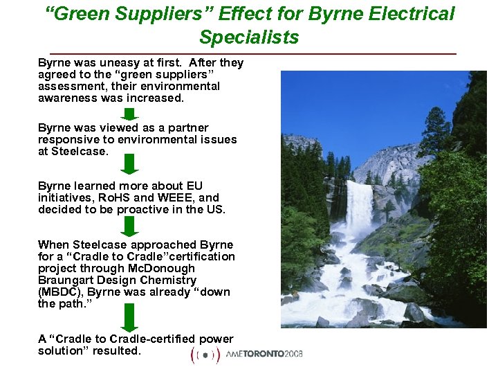 “Green Suppliers” Effect for Byrne Electrical Specialists Byrne was uneasy at first. After they