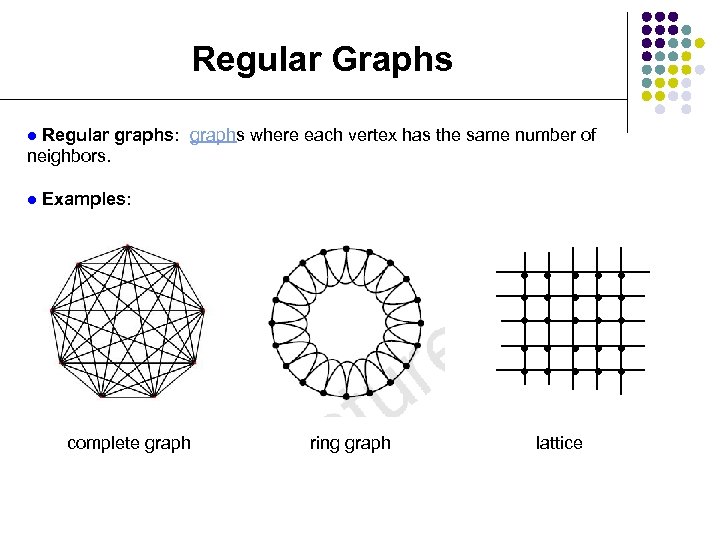 Regular Graphs Regular graphs: graphs where each vertex has the same number of neighbors.