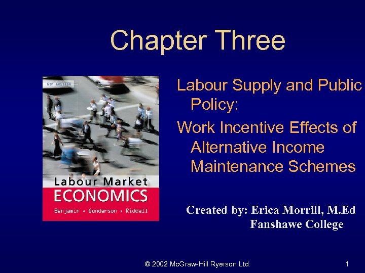 Chapter Three Labour Supply and Public Policy: Work Incentive Effects of Alternative Income Maintenance
