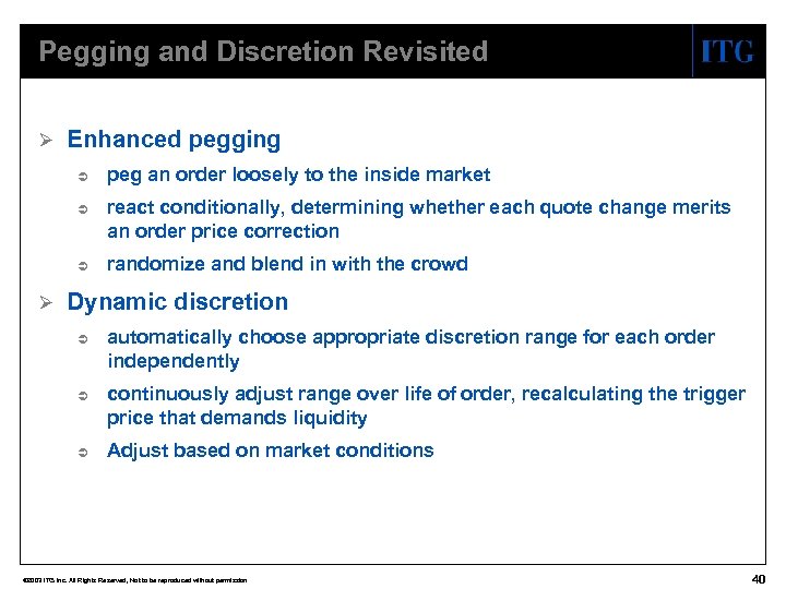 Pegging and Discretion Revisited Ø Enhanced pegging Ü Ü Ü Ø peg an order