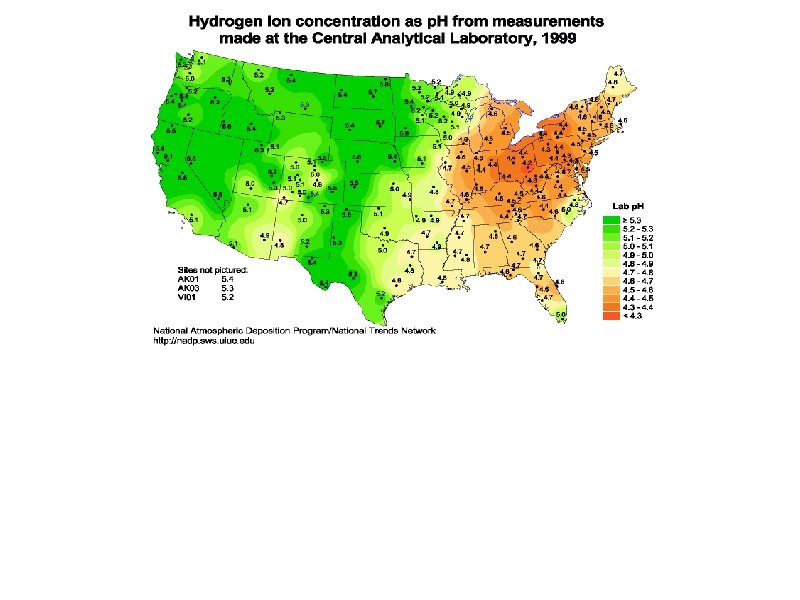  http: //www. epa. gov/CASTNET/images/ph_map. gif This map shows the p. H of the