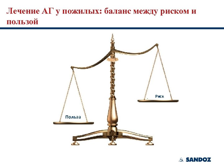 Лечение АГ у пожилых: баланс между риском и пользой Риск Польза 