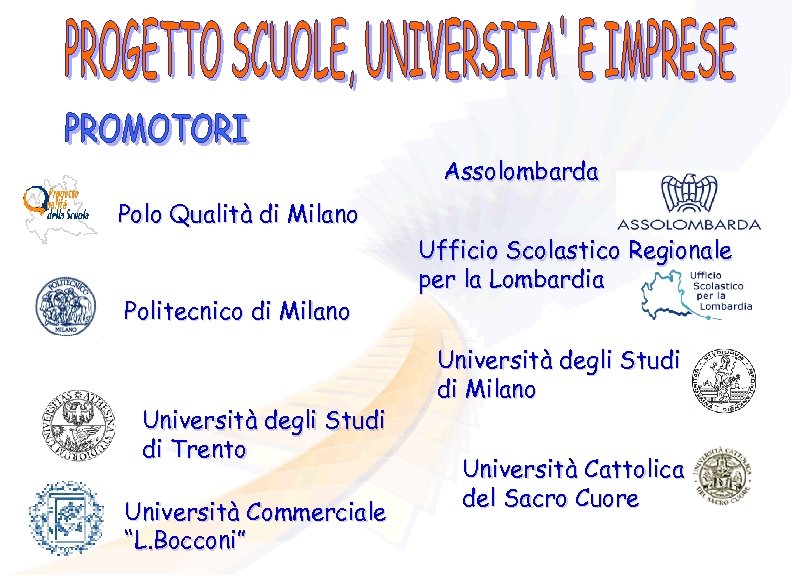 Assolombarda Polo Qualità di Milano Politecnico di Milano Università degli Studi di Trento Università
