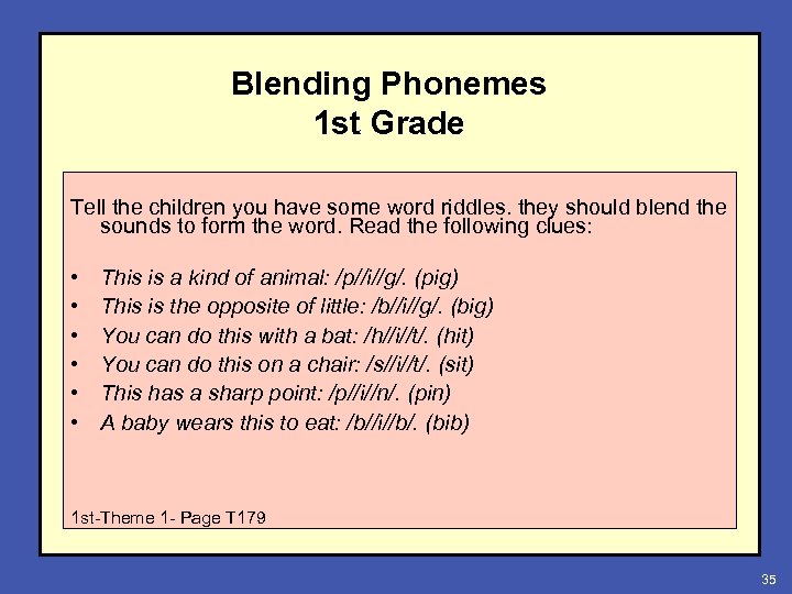 Blending Phonemes 1 st Grade Tell the children you have some word riddles. they