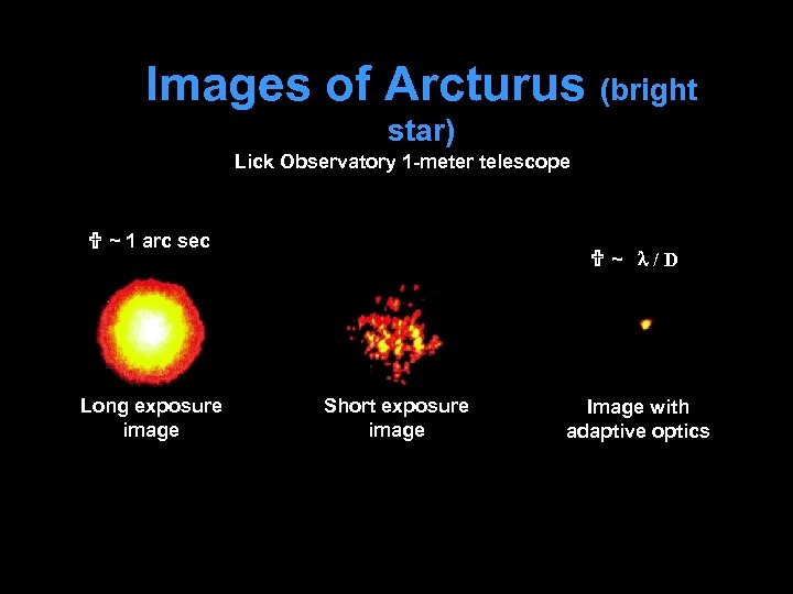 Images of Arcturus (bright star) Lick Observatory 1 -meter telescope Lick Observatory, 1 m