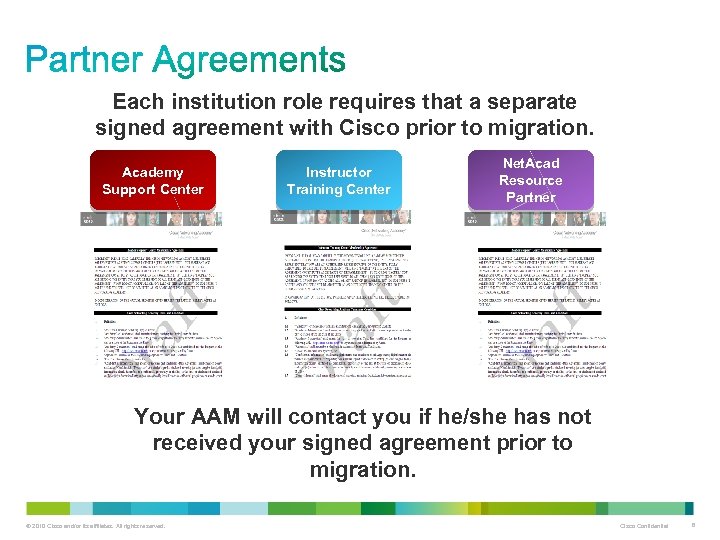 Each institution role requires that a separate signed agreement with Cisco prior to migration.