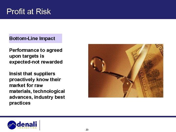 Profit at Risk Bottom-Line Impact Performance to agreed upon targets is expected-not rewarded Insist