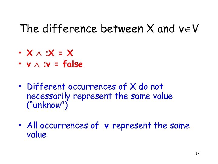 The difference between X and v V • X : X = X •