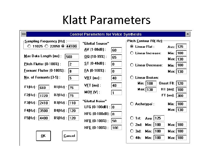 Klatt Parameters 