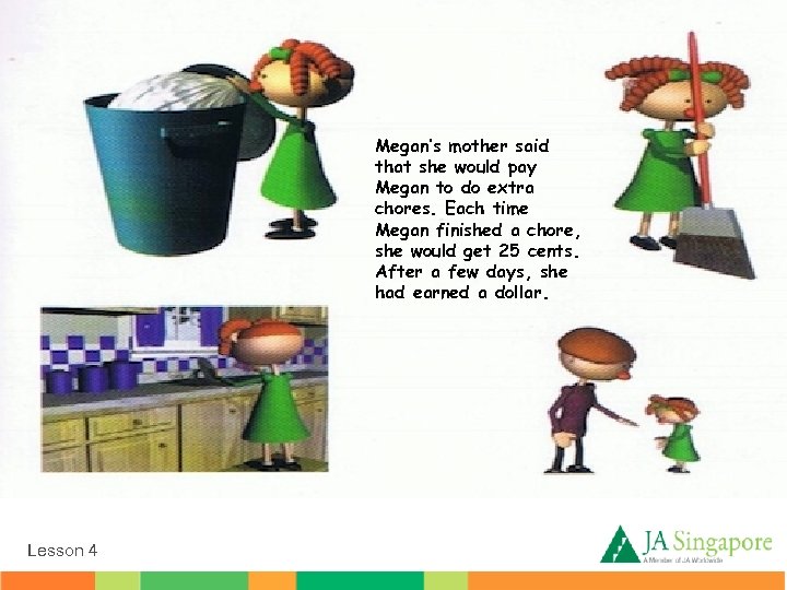 Megan’s mother said that she would pay Megan to do extra chores. Each time