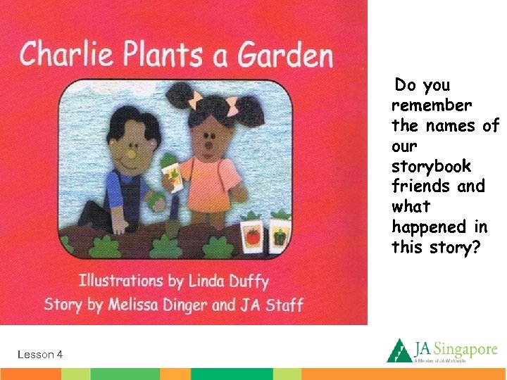 Do you remember the names of our storybook friends and what happened in this