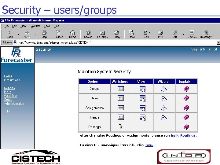 Security – users/groups 