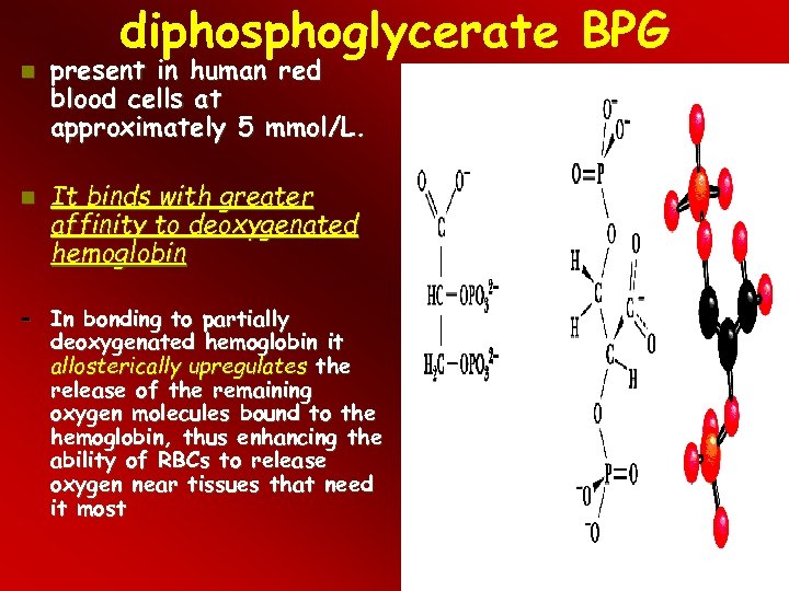  diphosphoglycerate BPG present in human red blood cells at approximately 5 mmol/L. It