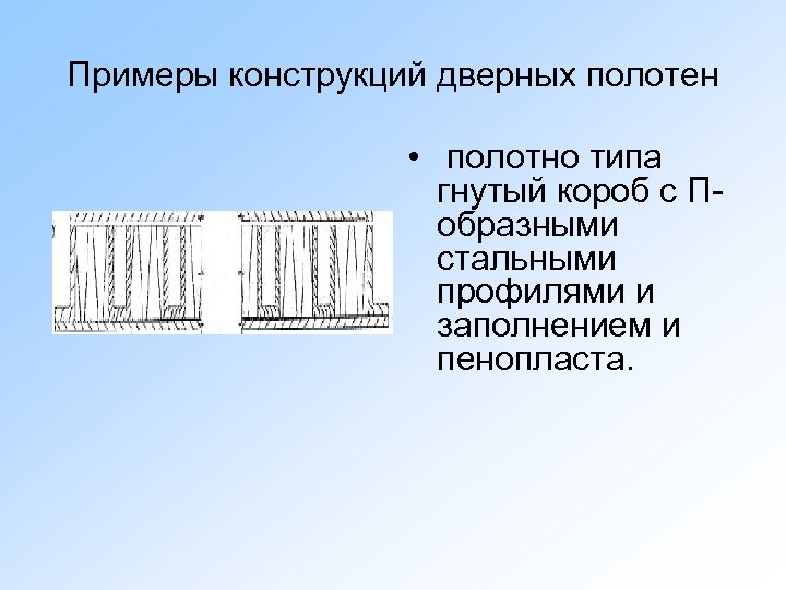 Примеры конструкций дверных полотен • полотно типа гнутый короб с Побразными стальными профилями и