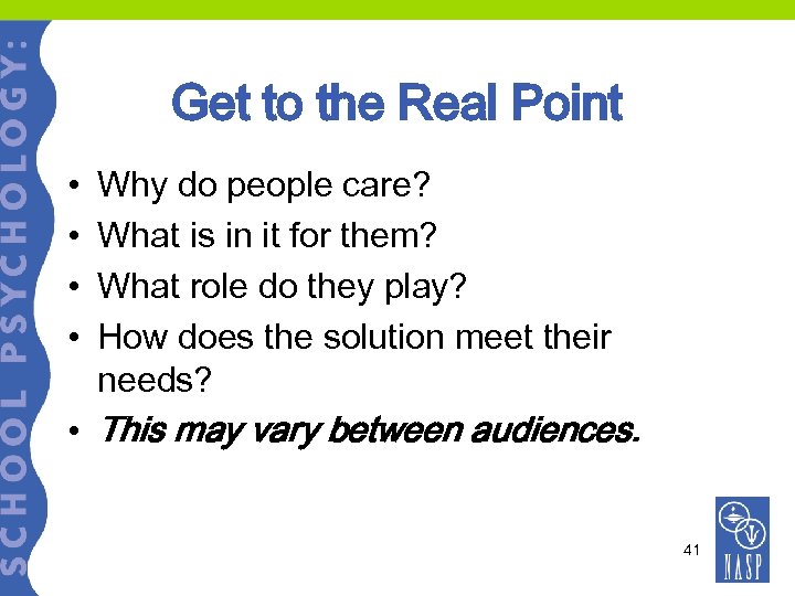 Get to the Real Point • • Why do people care? What is in
