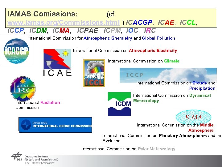 IAMAS Comissions: (cf. www. iamas. org/Commissions. html ) ICACGP, ICAE, ICCL, ICCP, ICDM, ICMA,