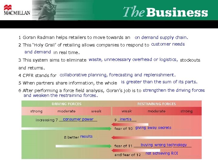 1 Goran Radman helps retailers to move towards an on demand supply chain. 2