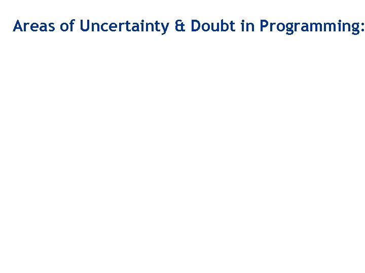 Areas of Uncertainty & Doubt in Programming: 