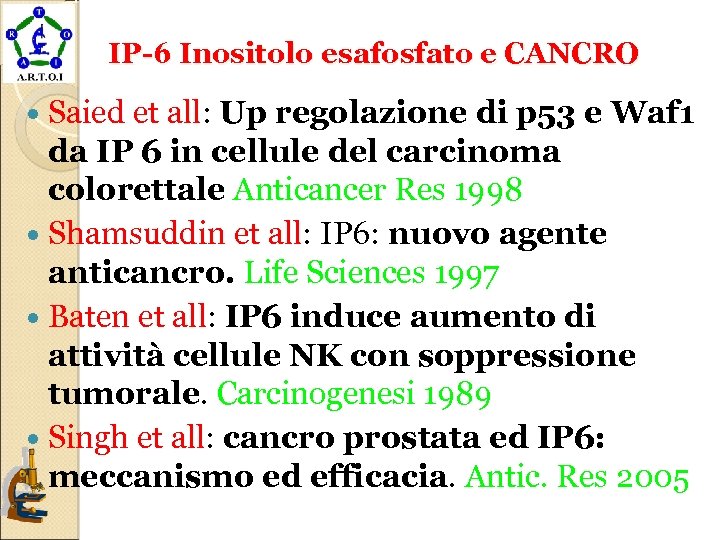 IP-6 Inositolo esafosfato e CANCRO Saied et all: Up regolazione di p 53 e