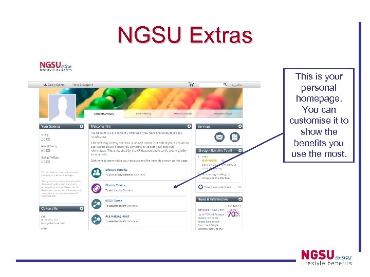 NGSU Extras This is your personal homepage. You can customise it to show the