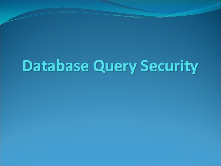 Database Query Security 
