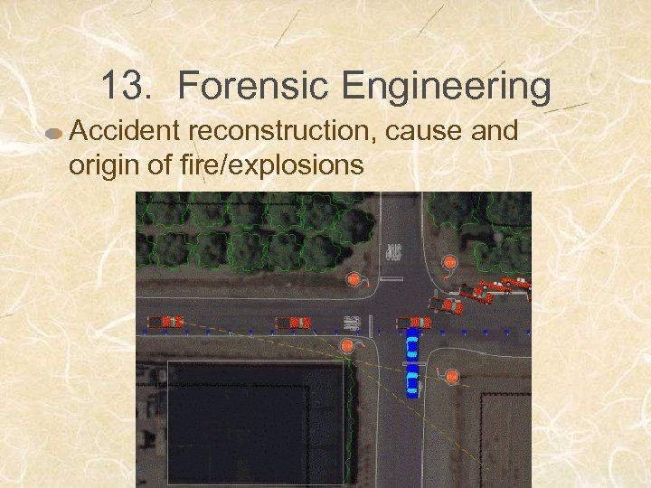 13. Forensic Engineering Accident reconstruction, cause and origin of fire/explosions 
