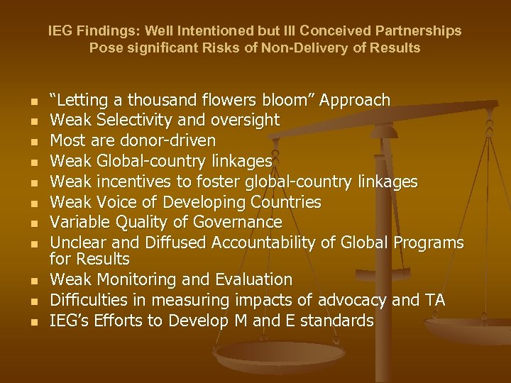 IEG Findings: Well Intentioned but Ill Conceived Partnerships Pose significant Risks of Non-Delivery of