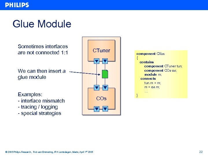 Glue Module Sometimes interfaces are not connected 1: 1 CTuner We can then insert