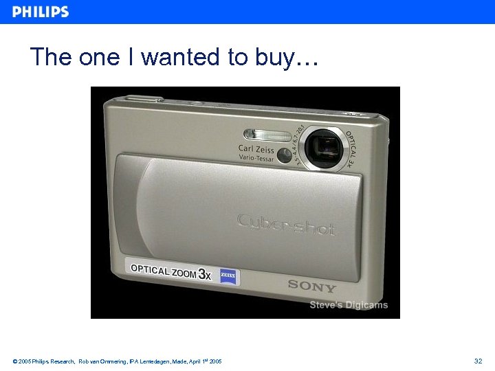 The one I wanted to buy… © 2005 Philips Research, Rob van Ommering, IPA