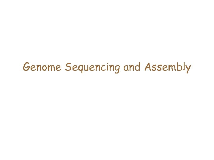 Genome Sequencing and Assembly 