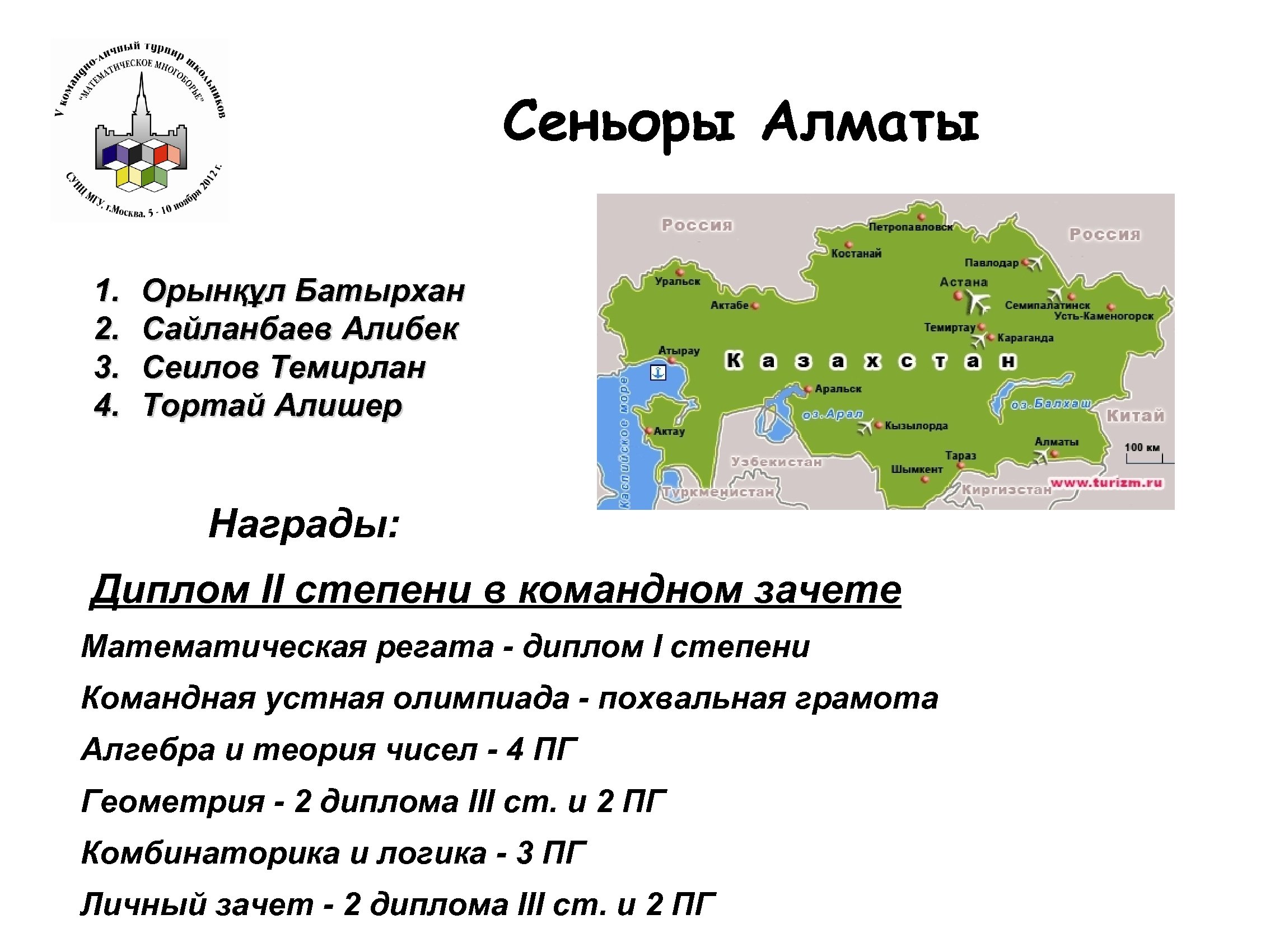 Сеньоры Алматы 1. 2. 3. 4. Орынқұл Батырхан Сайланбаев Алибек Сеилов Темирлан Тортай Алишер