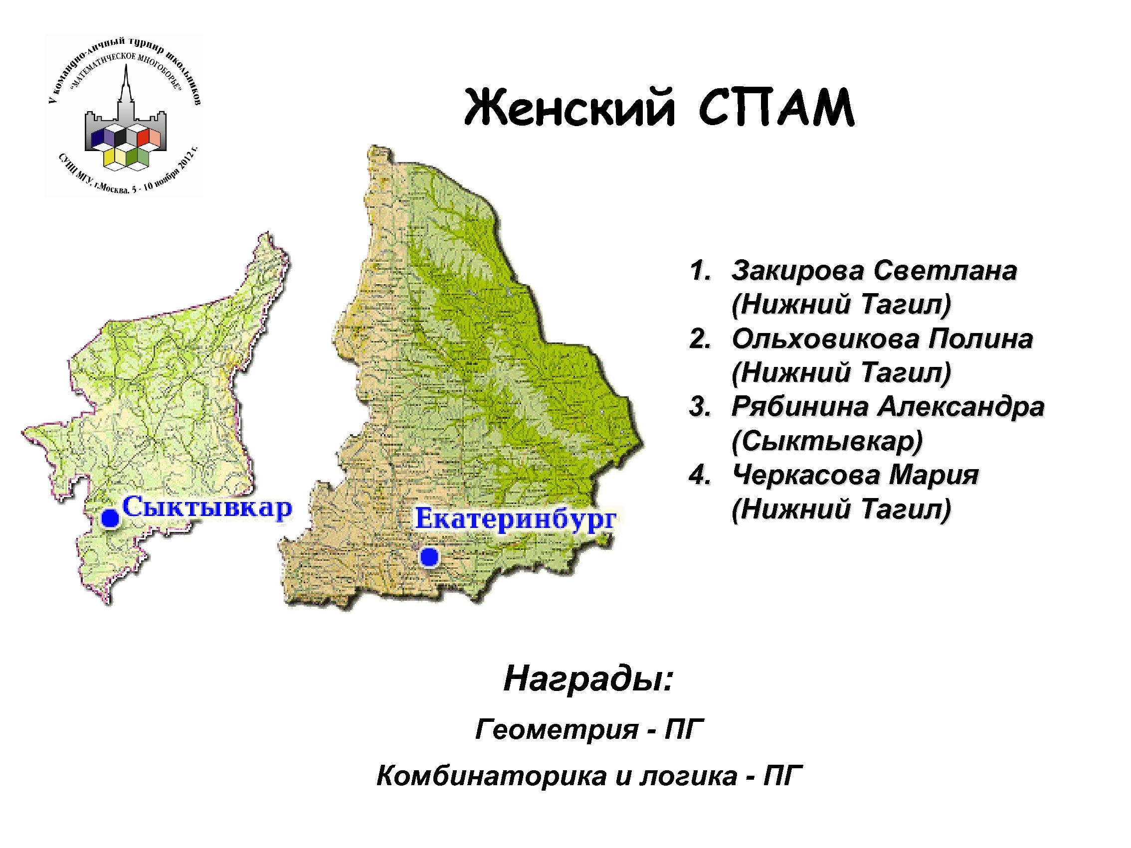 Женский СПАМ 1. Закирова Светлана (Нижний Тагил) 2. Ольховикова Полина (Нижний Тагил) 3. Рябинина