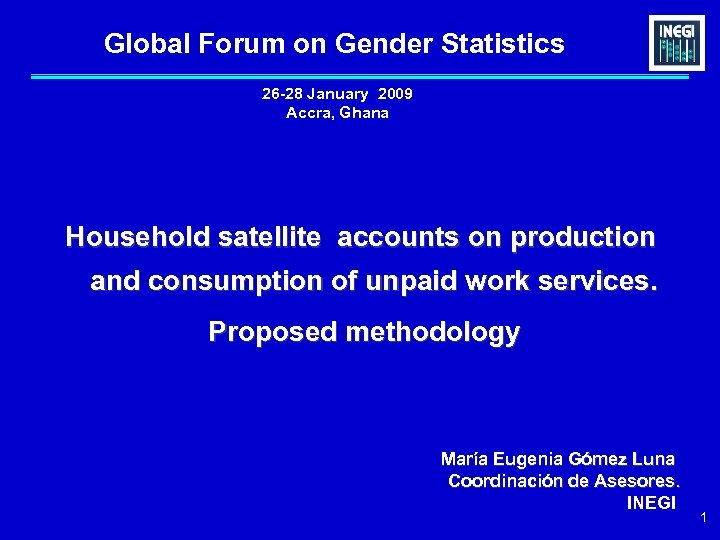 Global Forum on Gender Statistics 26 -28 January 2009 Accra, Ghana Household satellite accounts