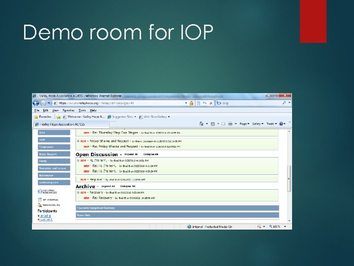 Demo room for IOP 