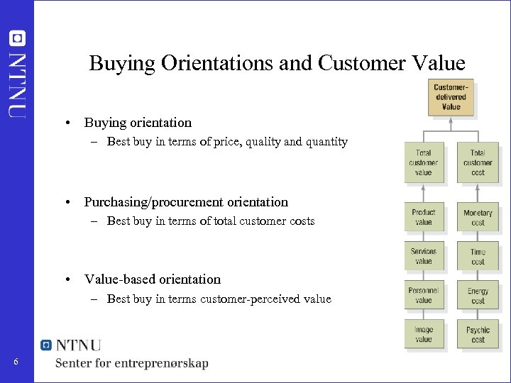 Buying Orientations and Customer Value • Buying orientation – Best buy in terms of