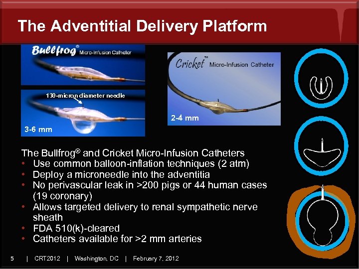 The Adventitial Delivery Platform 130 -micron diameter needle 2 -4 mm 3 -6 mm
