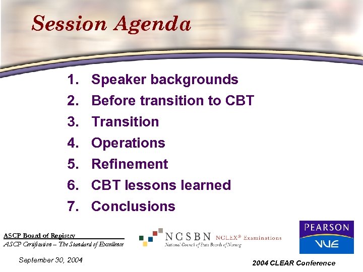 Session Agenda 1. 2. 3. 4. 5. 6. 7. Speaker backgrounds Before transition to
