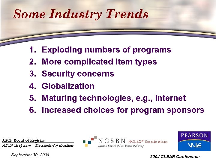 Some Industry Trends 1. 2. 3. 4. 5. 6. Exploding numbers of programs More