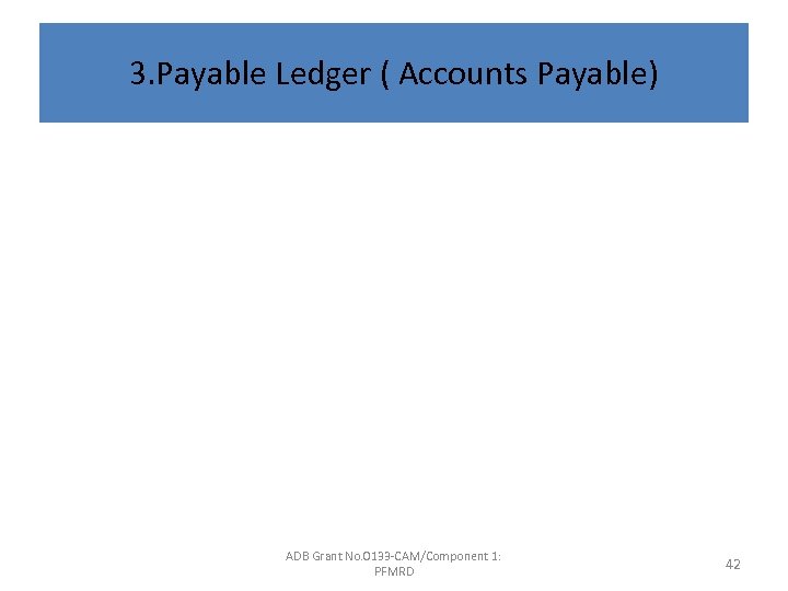 3. Payable Ledger ( Accounts Payable) ADB Grant No. 0133 -CAM/Component 1: PFMRD 42