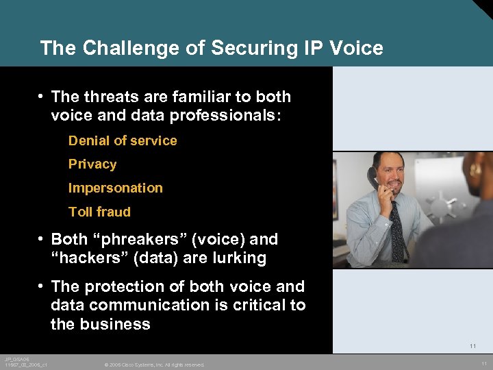 The Challenge of Securing IP Voice • The threats are familiar to both voice