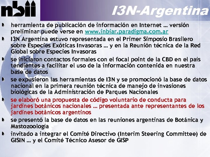 I 3 N-Argentina herramienta de publicación de información en Internet … versión preliminar puede