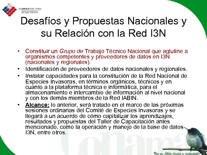 Desafíos y Propuestas Nacionales y su Relación con la Red I 3 N •