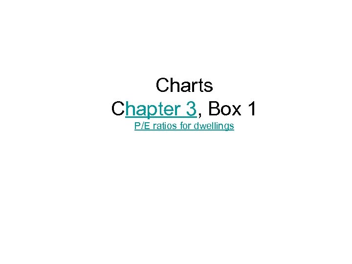 Charts Chapter 3, Box 1 P/E ratios for dwellings 